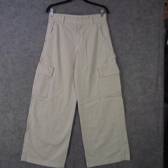 GAP Cargo Pants Womens 4 Khaki Beige Baggy Wide Leg Relaxed Fit Utility Twill - Picture 1 of 9